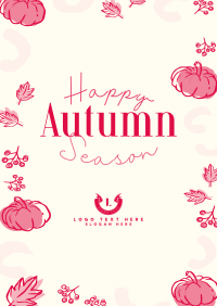 Leaves and Pumpkin Autumn Greeting Poster Design