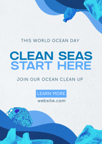 Ocean Day Clean Up Drive Flyer Design