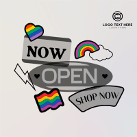 Sticker Now Open Linkedin Post Design