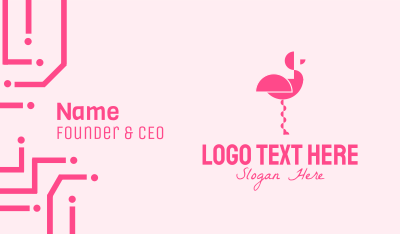 Pink Abstract Flamingo Business Card