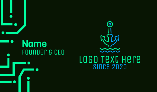 Neon Boat Anchor Business Card Design Image Preview