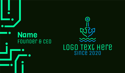 Neon Boat Anchor Business Card Image Preview