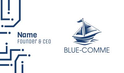 Blue Sailboat Ship Business Card Image Preview