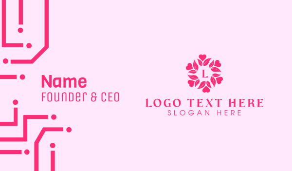 Pink Flower Lettermark Business Card Design Image Preview