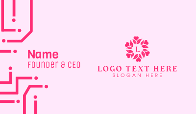 Pink Flower Lettermark Business Card Image Preview