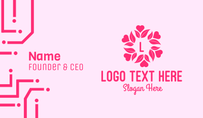 Pink Flower Lettermark Business Card