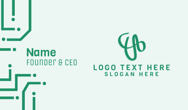 Green Cursive Letter V Business Card Design Image Preview