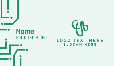 Green Cursive Letter V Business Card Image Preview