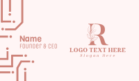 Elegant Leaves Letter R Business Card Design