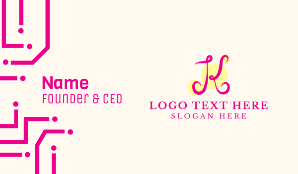 Pink Fancy Letter K Business Card Design Image Preview