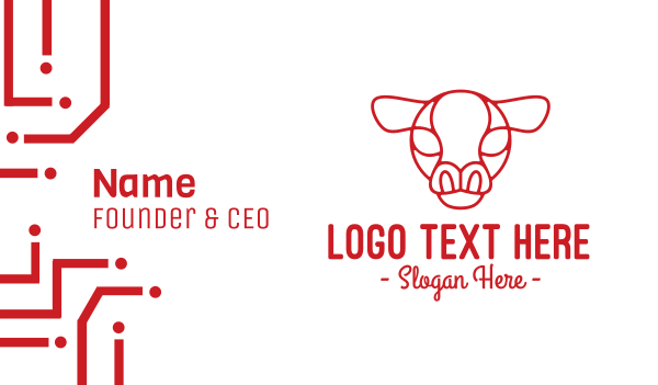 Red Cow Head Outline Business Card Design Image Preview