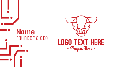Red Cow Head Outline Business Card Image Preview