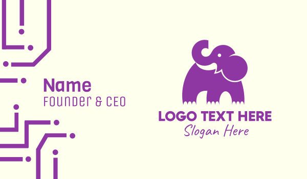 Cute Purple Elephant Business Card Design Image Preview