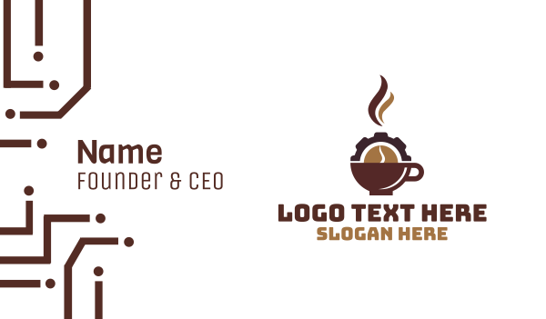 Coffee Cup Cog Business Card Design