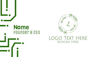 Green Organic Wreath Lettermark Business Card Image Preview