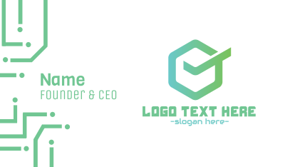 Green Hexagon Check Business Card Image Preview