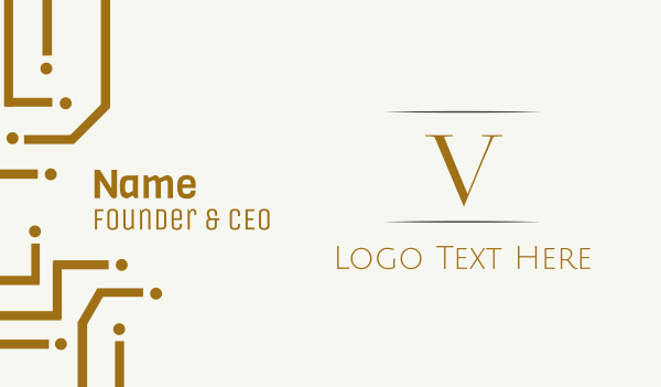 Gold Letter V Business Card Design
