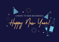New Year Cheers Postcard Image Preview