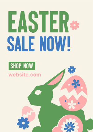 Floral Easter Bunny Sale Flyer Image Preview