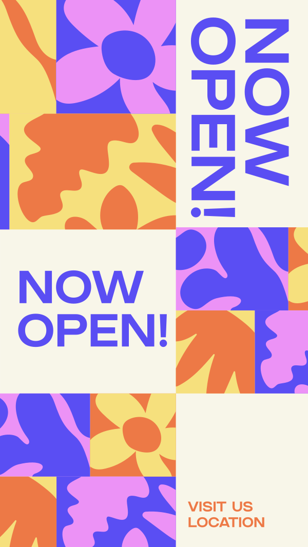 Floral Pattern Now Open Instagram Story Design