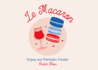French Macaron Dessert Postcard Design