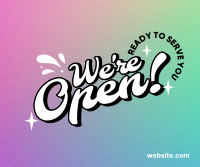 We're Open Funky Facebook post Image Preview