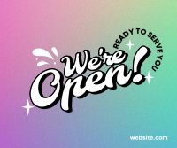 We're Open Funky Facebook Post Design