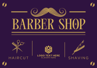 Classic Barber Shop Opening Postcard Design