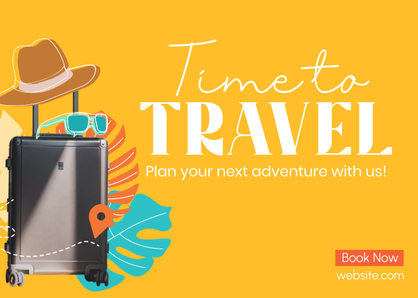 Time to Travel Postcard Design Image Preview