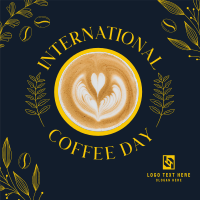 Coffee Day Beans and Leaves Instagram Post Design