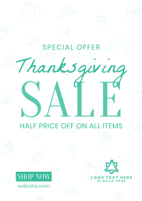 Thanksgiving Line Art Sale Poster Design