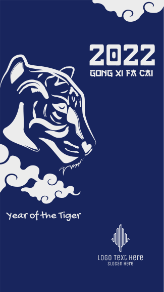 New Year Tiger Illustration Facebook story