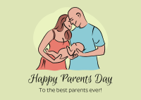 Young Happy Parents Postcard Design