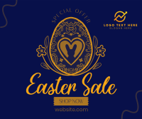 Floral Egg with Easter Bunny and Shapes Sale Facebook Post Design