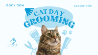 Cat Day Grooming Facebook Event Cover Design