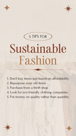 Stylish Chic Sustainable Fashion Tips Facebook story Image Preview