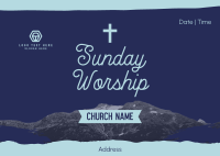 Church Sunday Worship Postcard Image Preview
