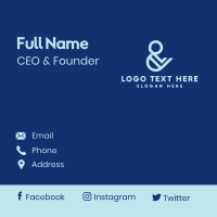 Blue Ampersand Lettering Business Card Design