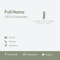 Elegant Floral Nature Letter J Business Card Design