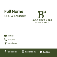 Green Leafy B Business Card Design