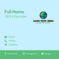 Earth Pixelated World  Business Card Design