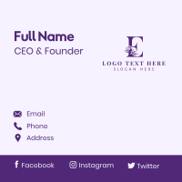 Floral Styling Letter E Business Card Design