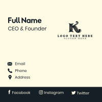 Cursive Marketing Letter K Business Card Design