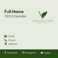 Natural Leaf Letter V Business Card Design