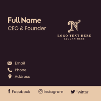Luxury Cursive Letter N Business Card Design