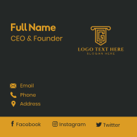 Golden Pillar Letter G Business Card Design