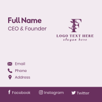 Purple Floral Letter F Business Card | BrandCrowd Business Card Maker