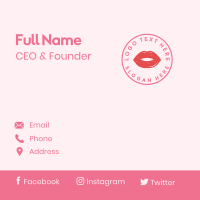 Red Lips Cosmetics Business Card Design