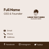 Brown Retro Man Character Business Card Design