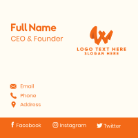 Orange Letter W Business Card Design